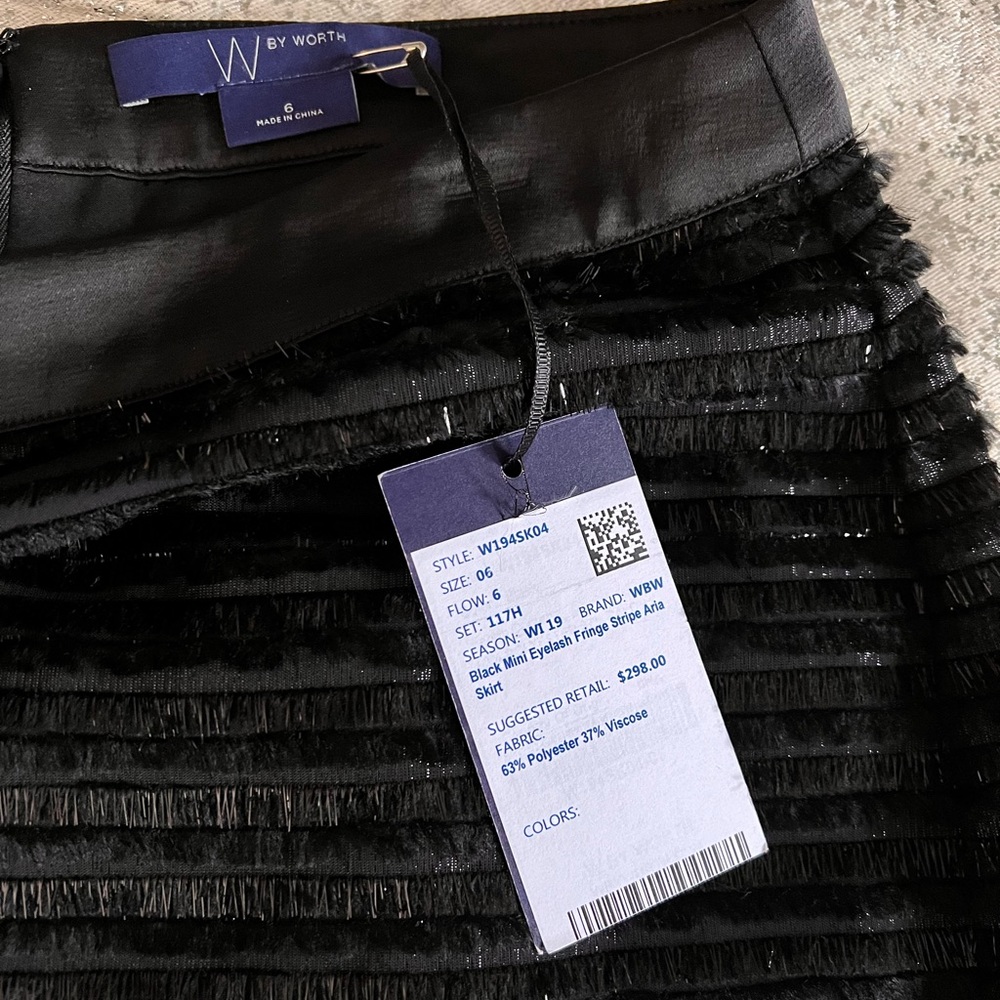 🖤NWT🖤 W by Worth Black Mini Eyelash Aria Skirt - Picture 5 of 6